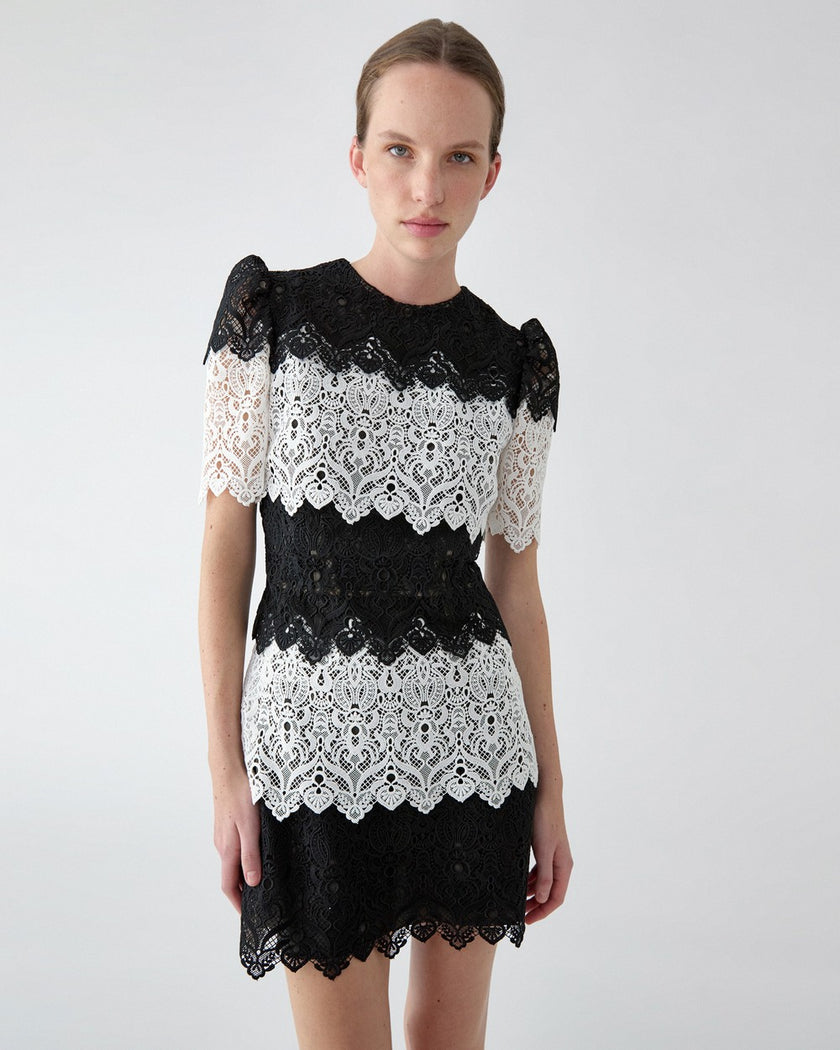 LACE TRIM MINI DRESS