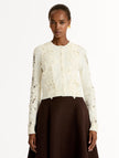 PORCELAIN FLOWER GUIPURE INSERT CARDIGAN