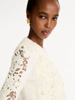 PORCELAIN FLOWER GUIPURE INSERT CARDIGAN