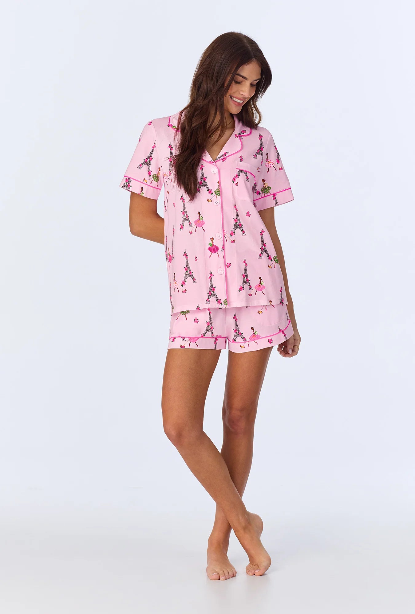SHORT SLEEVE CLASSIC SHORTY STRETCH JERSEY PJ SET