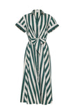 ASBURY DRESS IN GREEN WHITE STRIPE