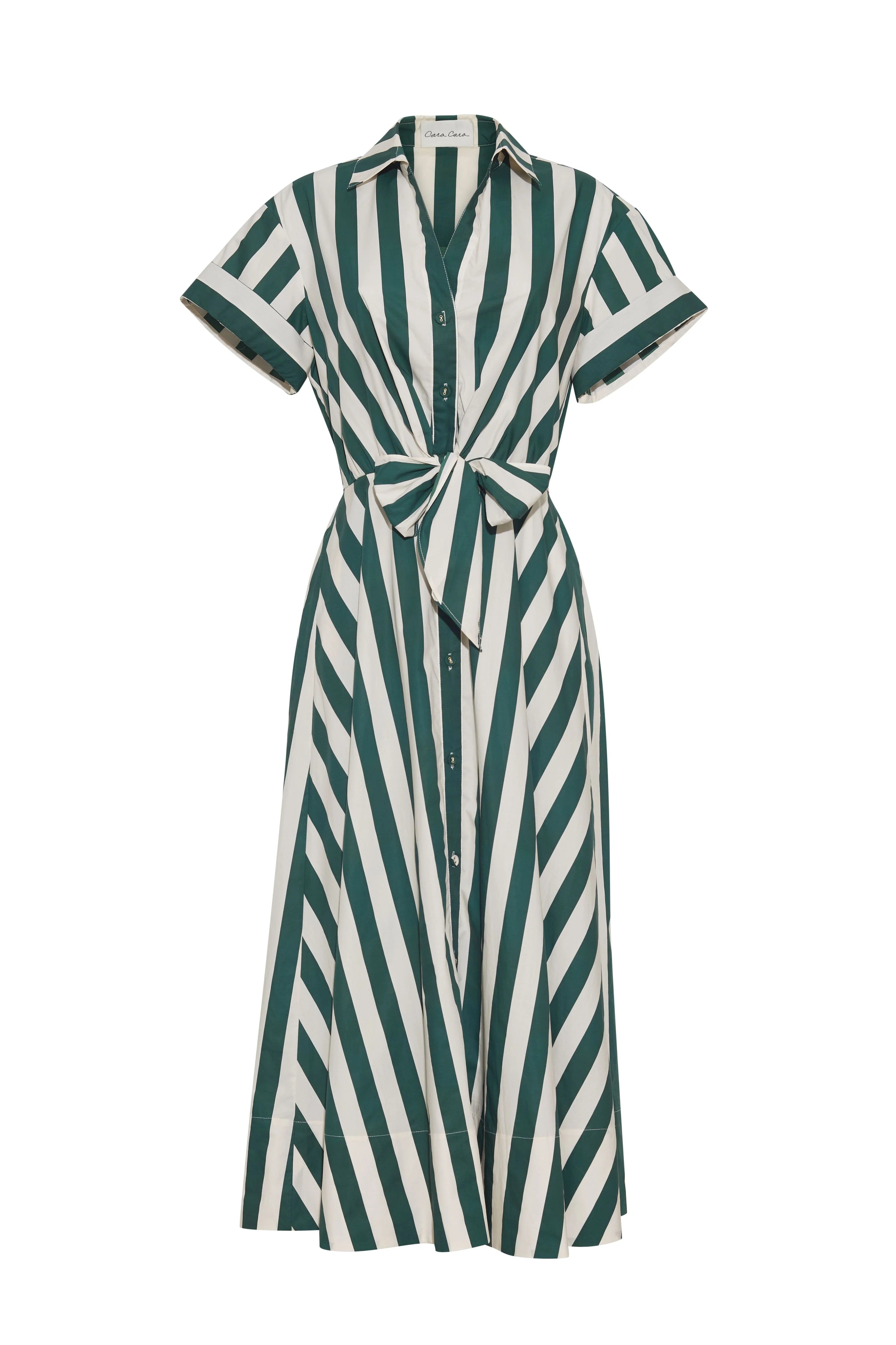 ASBURY DRESS IN GREEN WHITE STRIPE