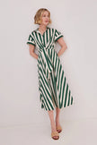 ASBURY DRESS IN GREEN WHITE STRIPE