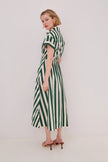 ASBURY DRESS IN GREEN WHITE STRIPE