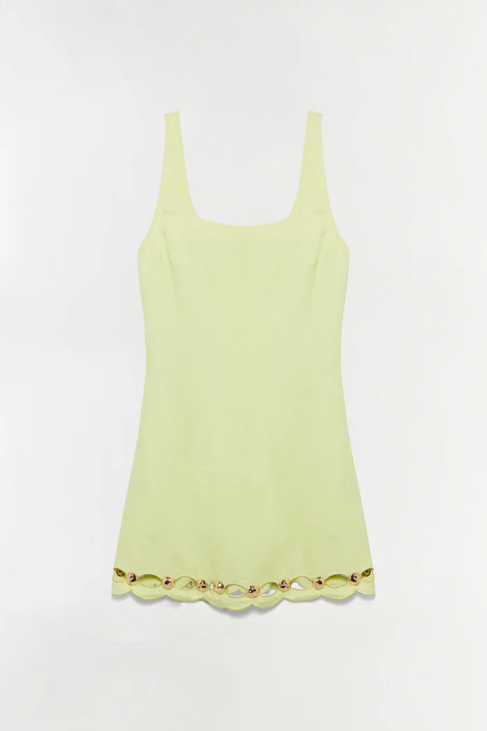 LINDLEY STUDDED LINEN MINI DRESS