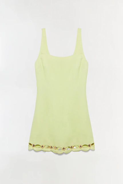LINDLEY STUDDED LINEN MINI DRESS