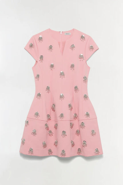 BETHANIE TWILL EMBELLISHED MINI DRESS