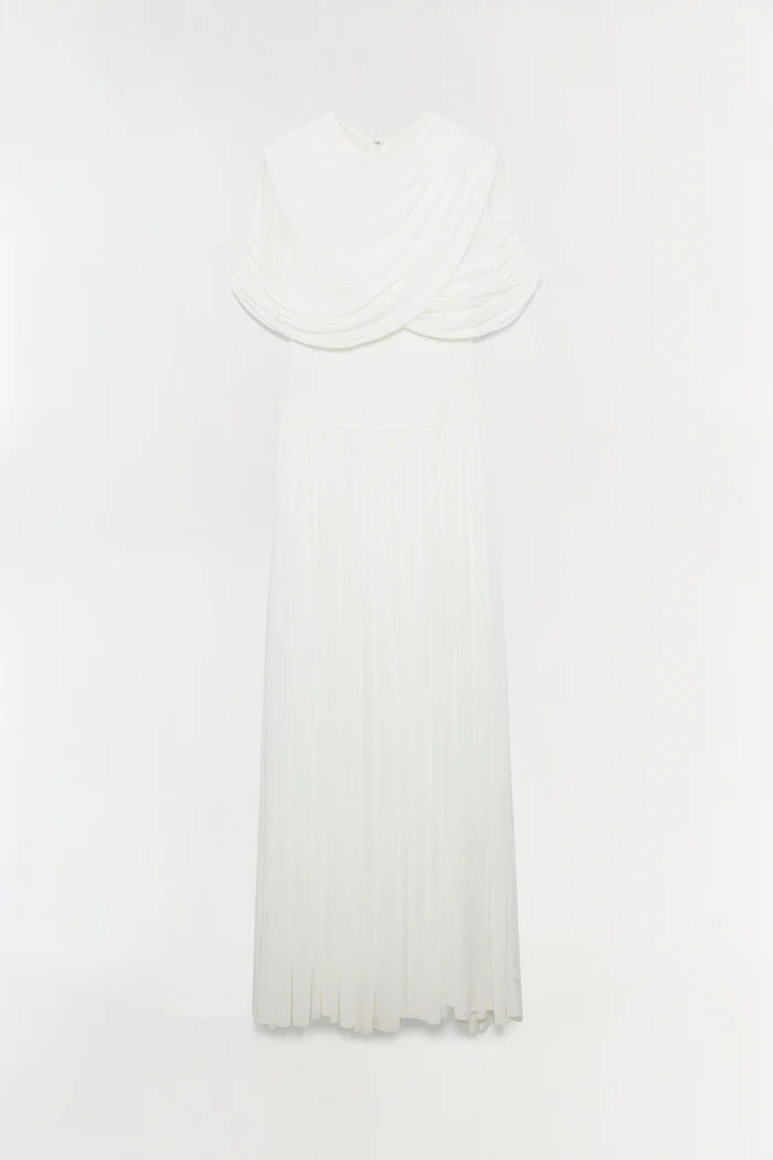 NANICE DRAPED JERSEY CAPE MIDI DRESS