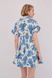 NASH MINI DRESS IN TOSSED FLORAL BLUE