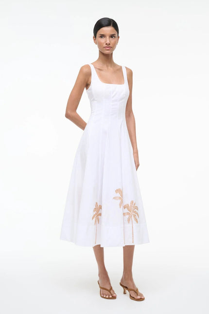 WELLS DRESS PALM EMBROIDERY