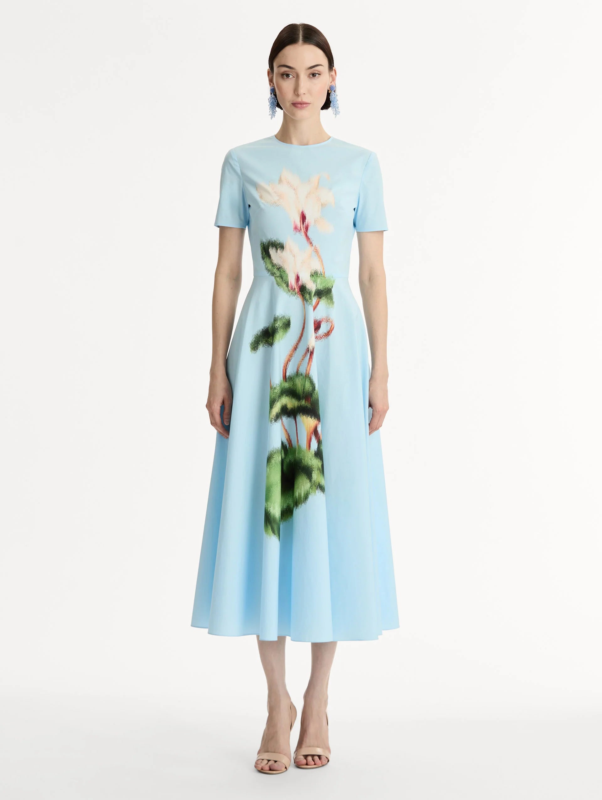 CHINE CYCLAMEN COTTON POPLIN DRESS