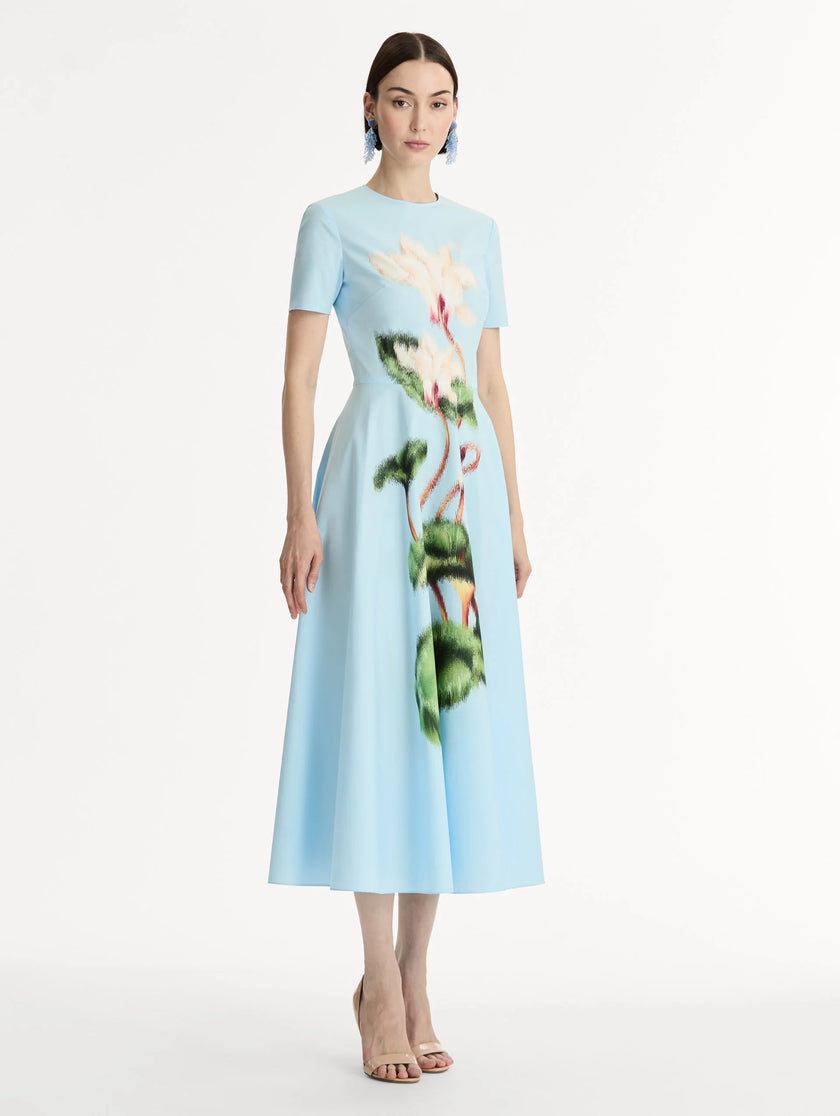 CHINE CYCLAMEN COTTON POPLIN DRESS