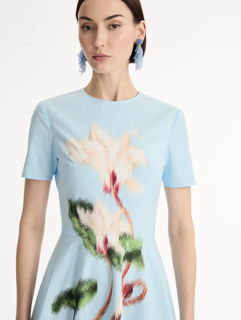 CHINE CYCLAMEN COTTON POPLIN DRESS