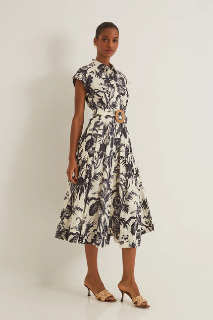 OCTAVIA DRESS IN FAUNA FLORAL NAVY