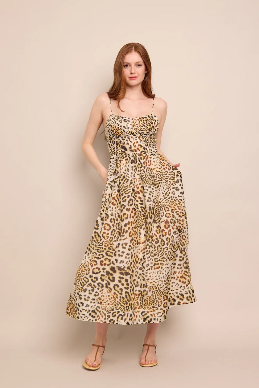 ALBA SILK LINEN MIDI DRESS