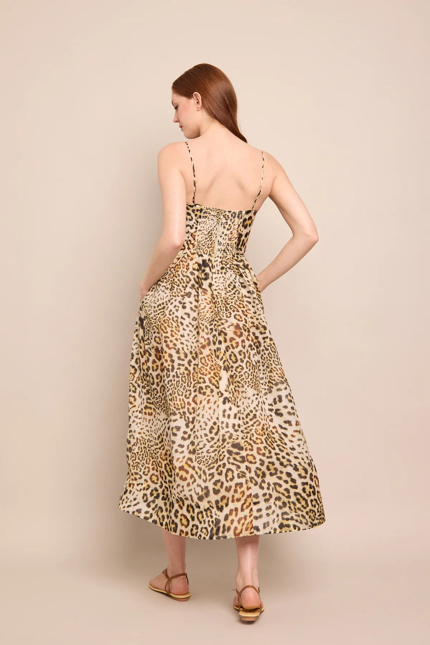 ALBA SILK LINEN MIDI DRESS