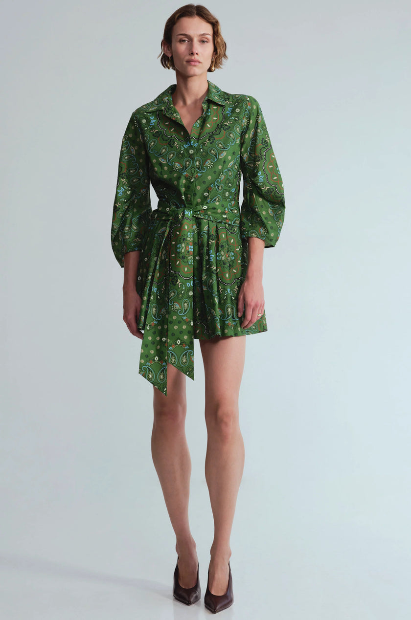 RAYA MINI DRESS IN BANDANA GREEN