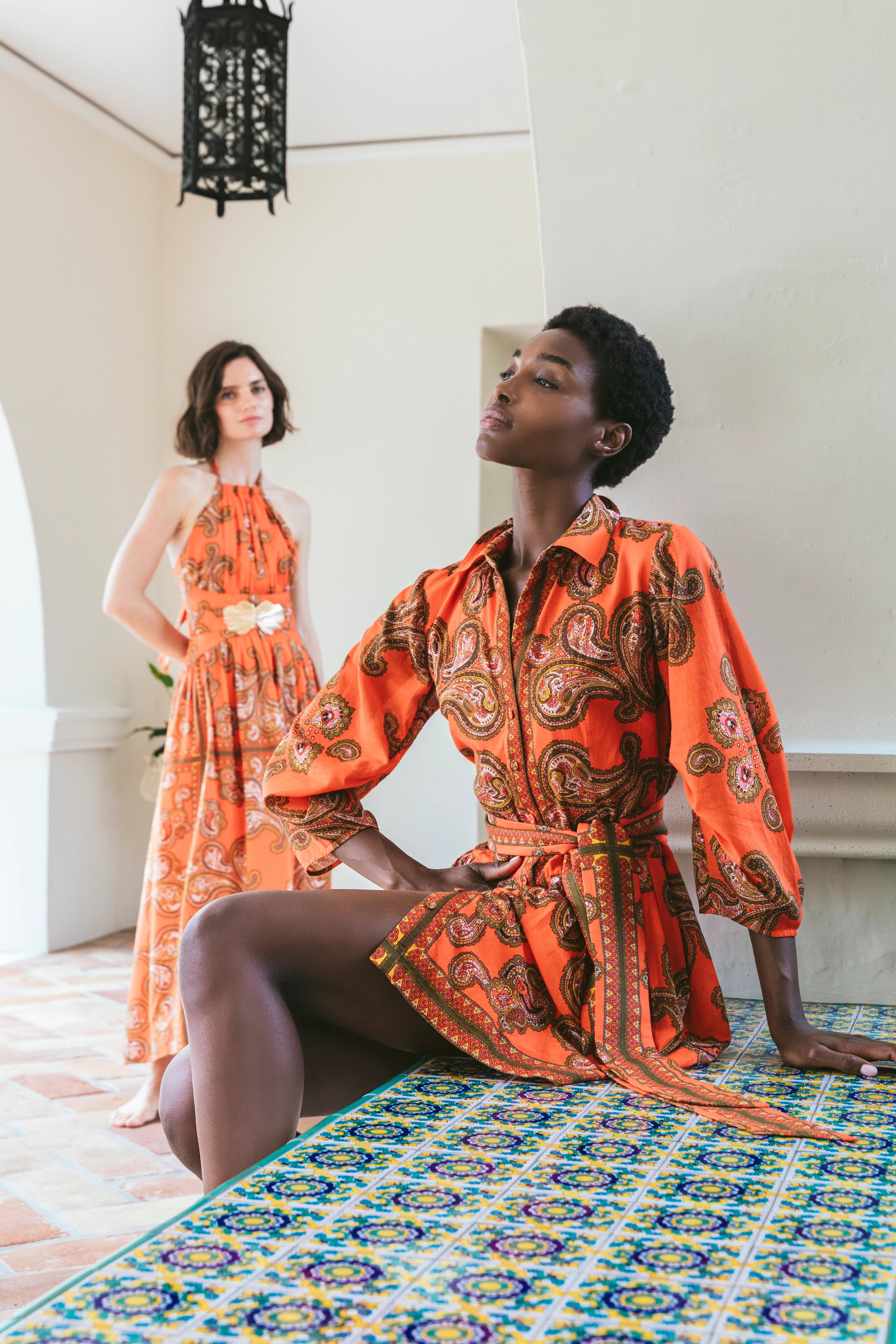 RAYA MINI DRESS IN PAISLEY ORANGE