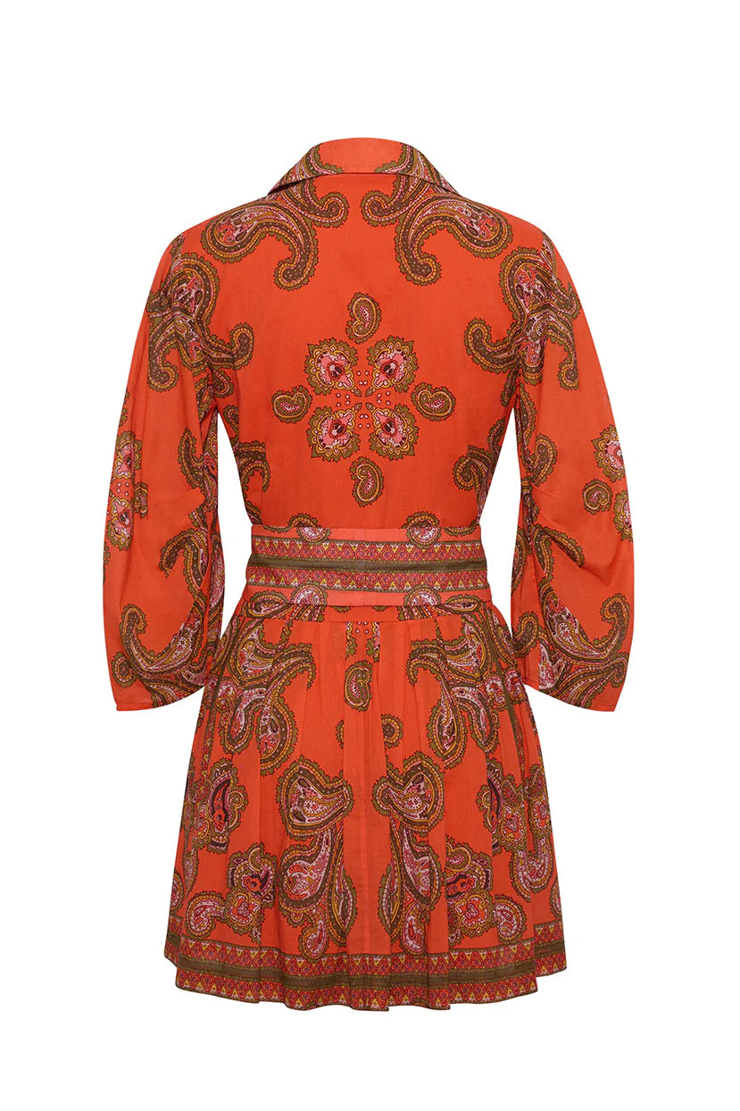 RAYA MINI DRESS IN PAISLEY ORANGE