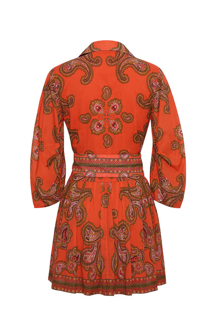 RAYA MINI DRESS IN PAISLEY ORANGE