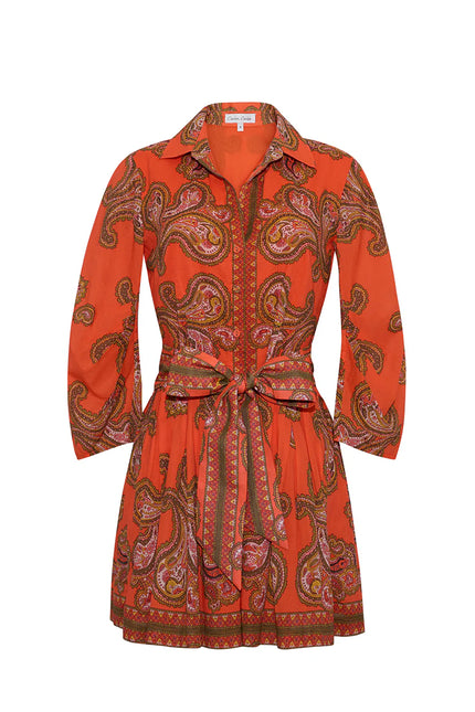 RAYA MINI DRESS IN PAISLEY ORANGE