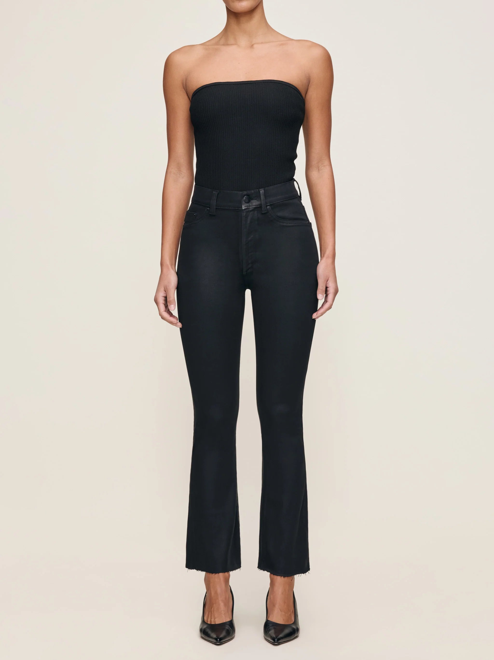 BRIDGET BOOT HIGHRISE INSTASCULPT CROP JEANS IN BLACK COATED