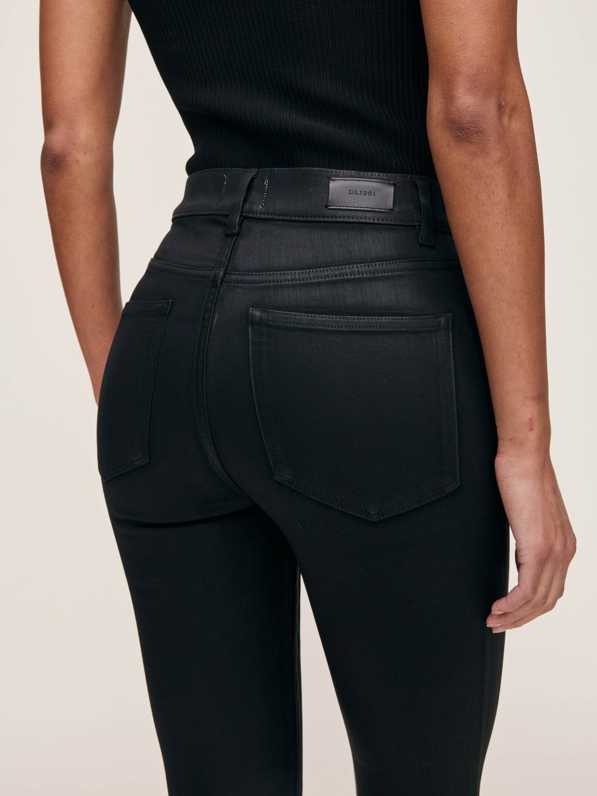 BRIDGET BOOT HIGHRISE INSTASCULPT CROP JEANS IN BLACK COATED