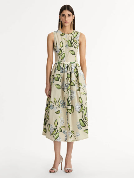 PORCELAIN FLOWER COTTON POPLIN DRESS