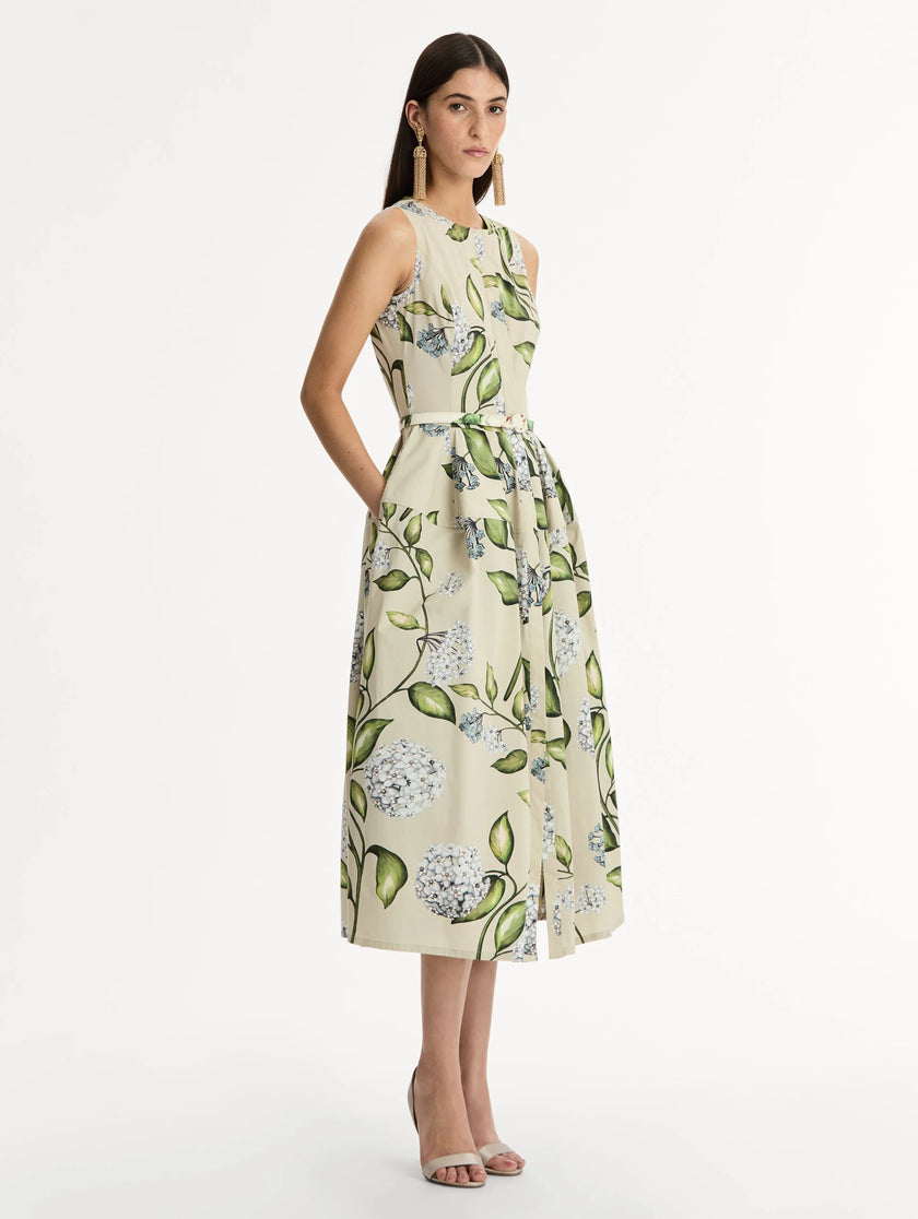 PORCELAIN FLOWER COTTON POPLIN DRESS