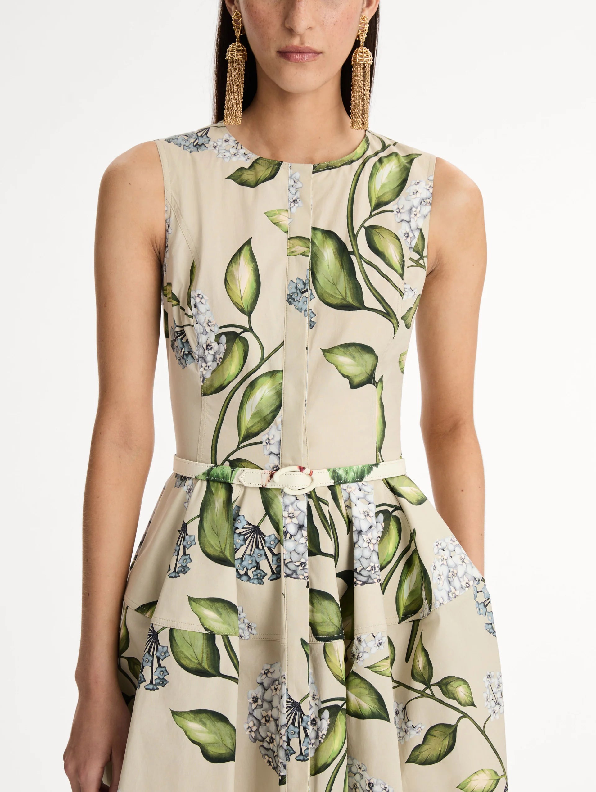 PORCELAIN FLOWER COTTON POPLIN DRESS