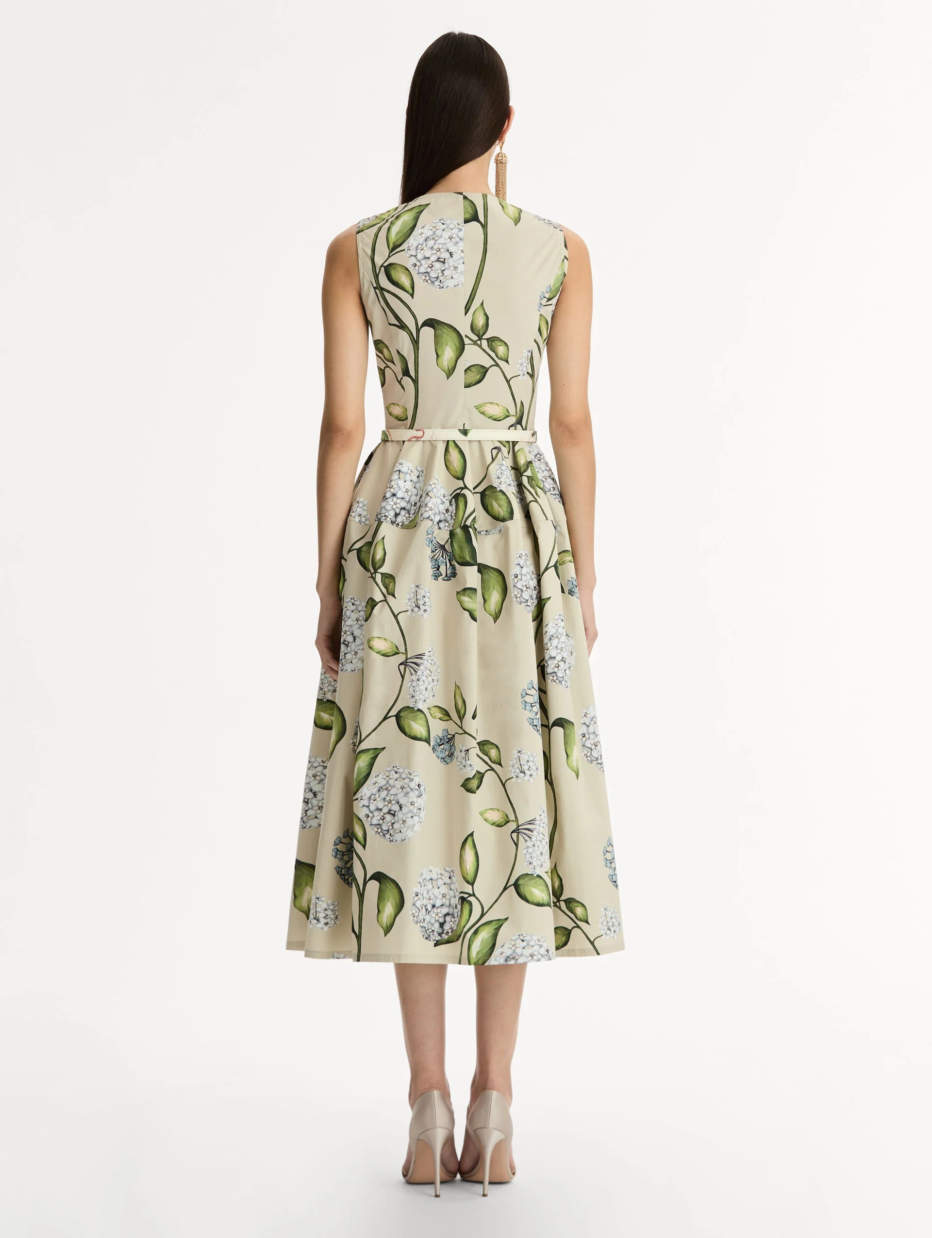 PORCELAIN FLOWER COTTON POPLIN DRESS