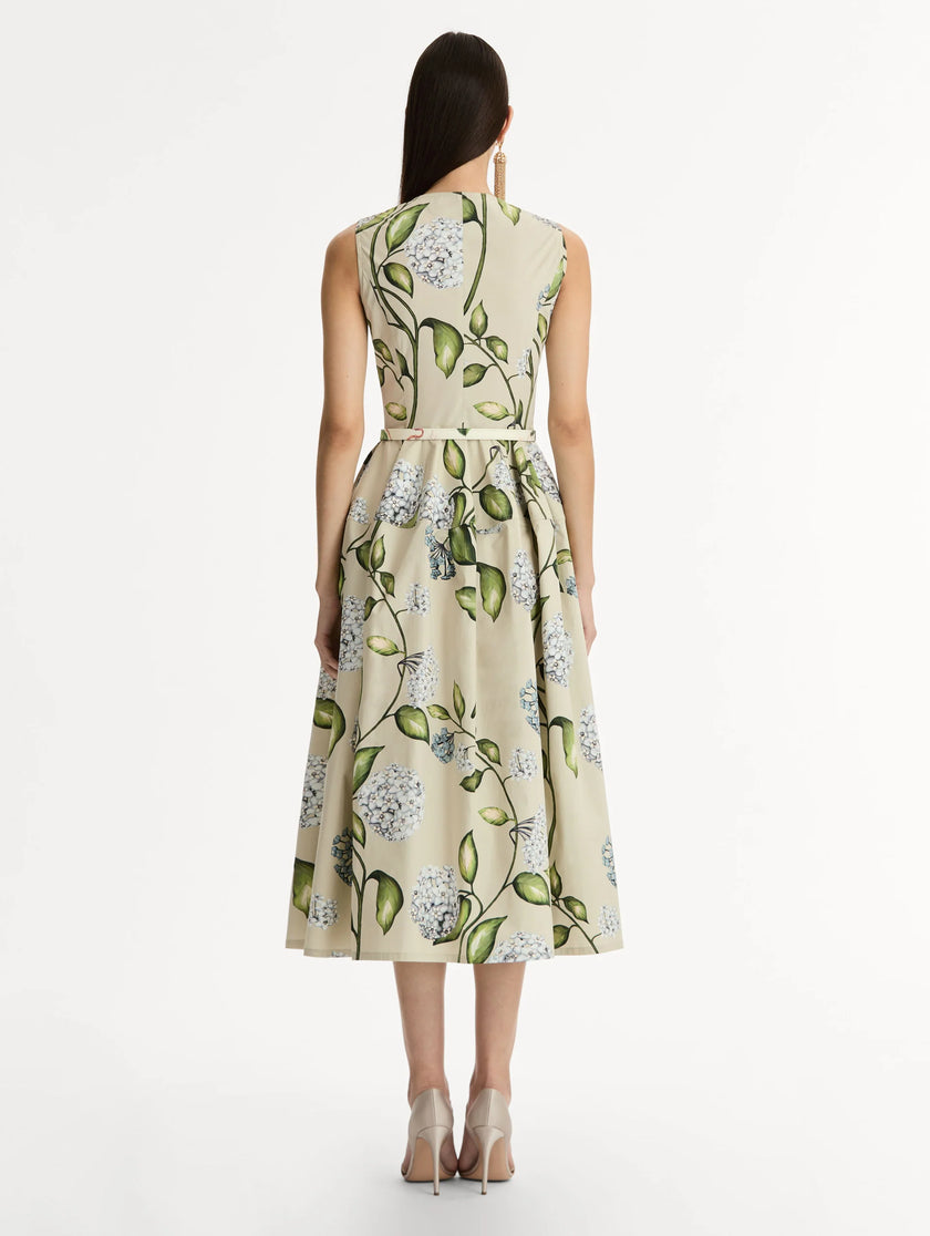 PORCELAIN FLOWER COTTON POPLIN DRESS