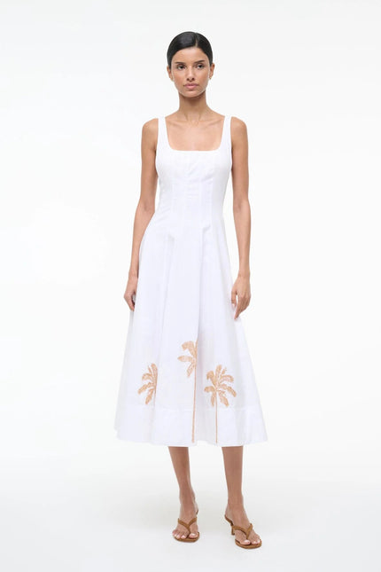 WELLS DRESS PALM EMBROIDERY