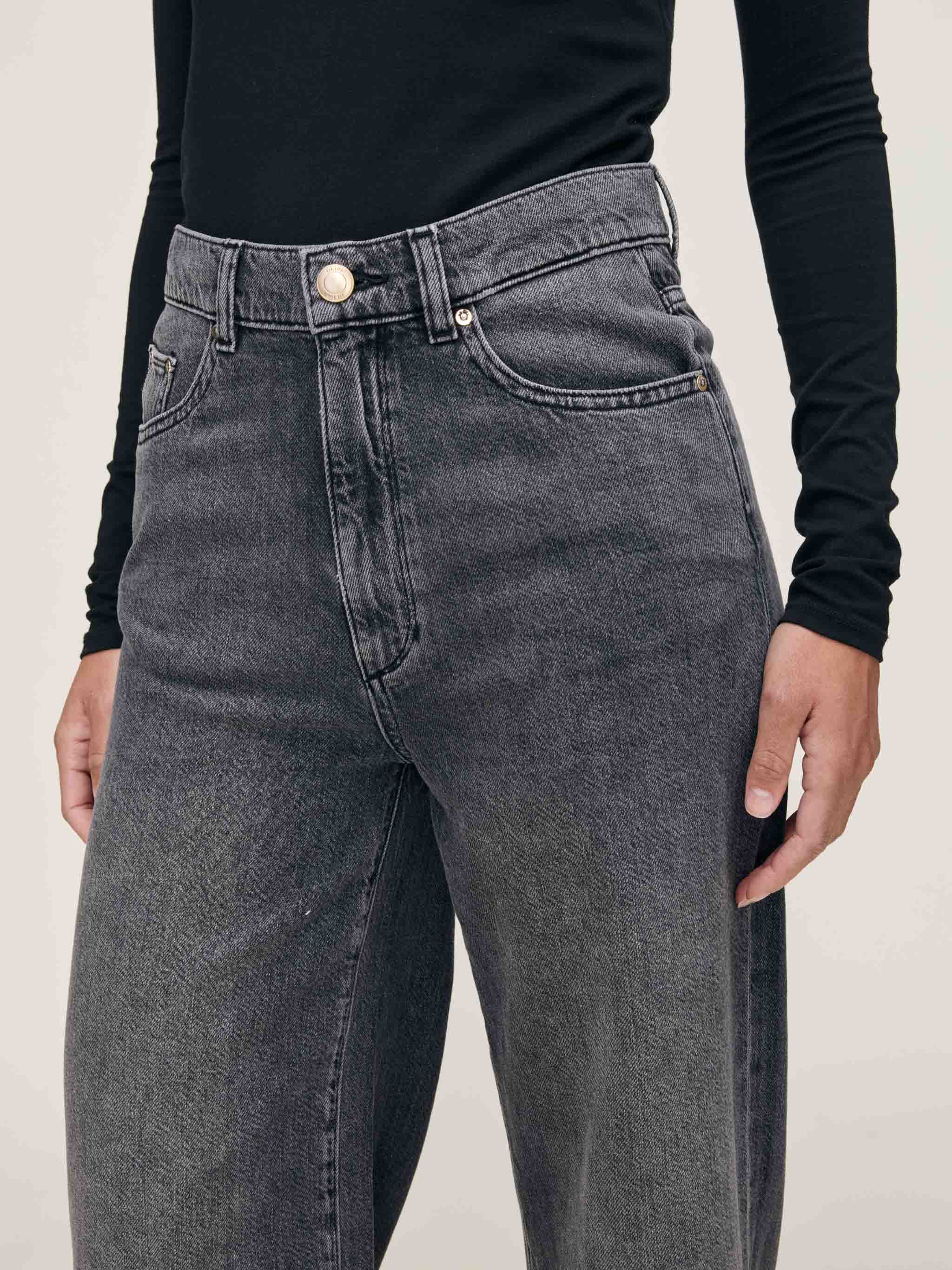 HEPBURN WIDE LEG HIGH RISE ANKLE JEANS IN NIGHTSHADE AURA