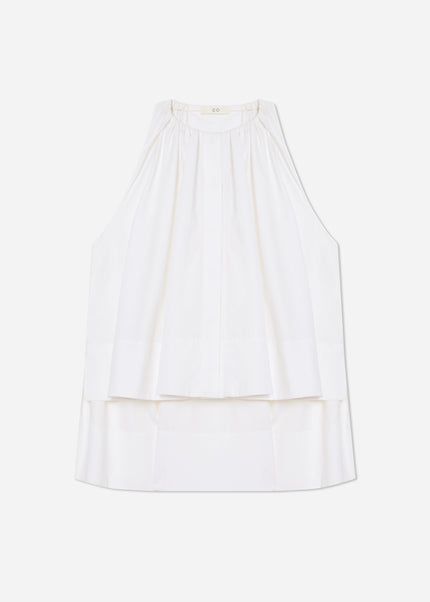 GATHERED TUNIC SHIRT IN COTTON SATEEN