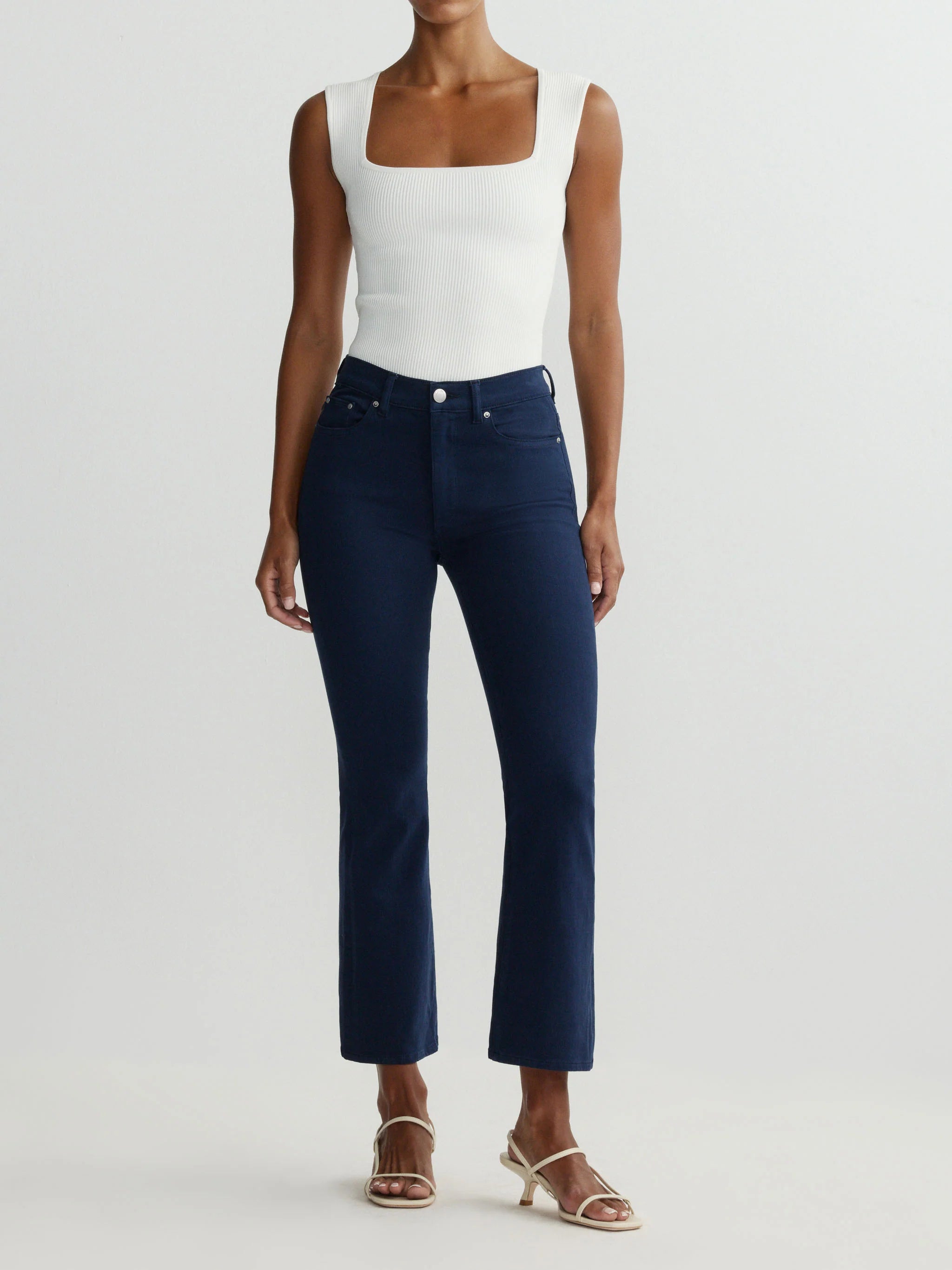 SQUARE NECK TOP INSTASCULPT RIB IN WHITE