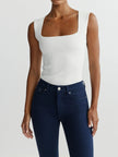 SQUARE NECK TOP INSTASCULPT RIB IN WHITE