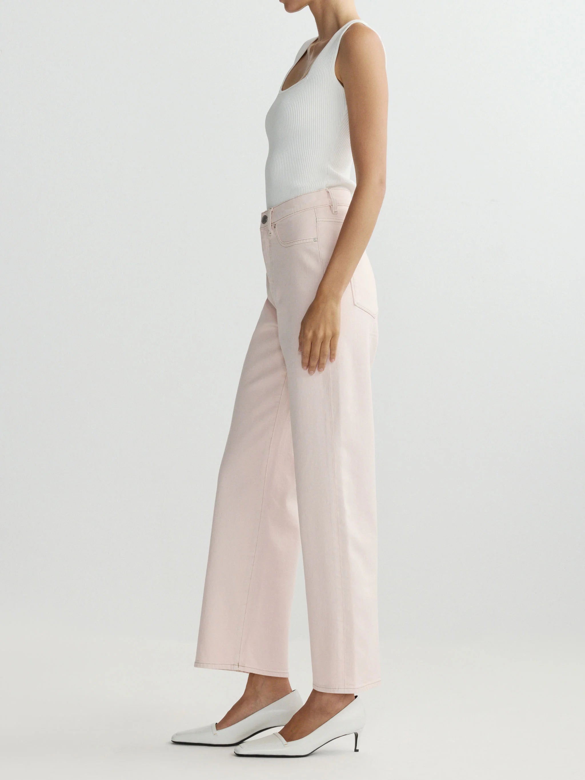 KARMINE REFINED WIDE LEG HIGH RISE 28IN JEANS IN BALLET