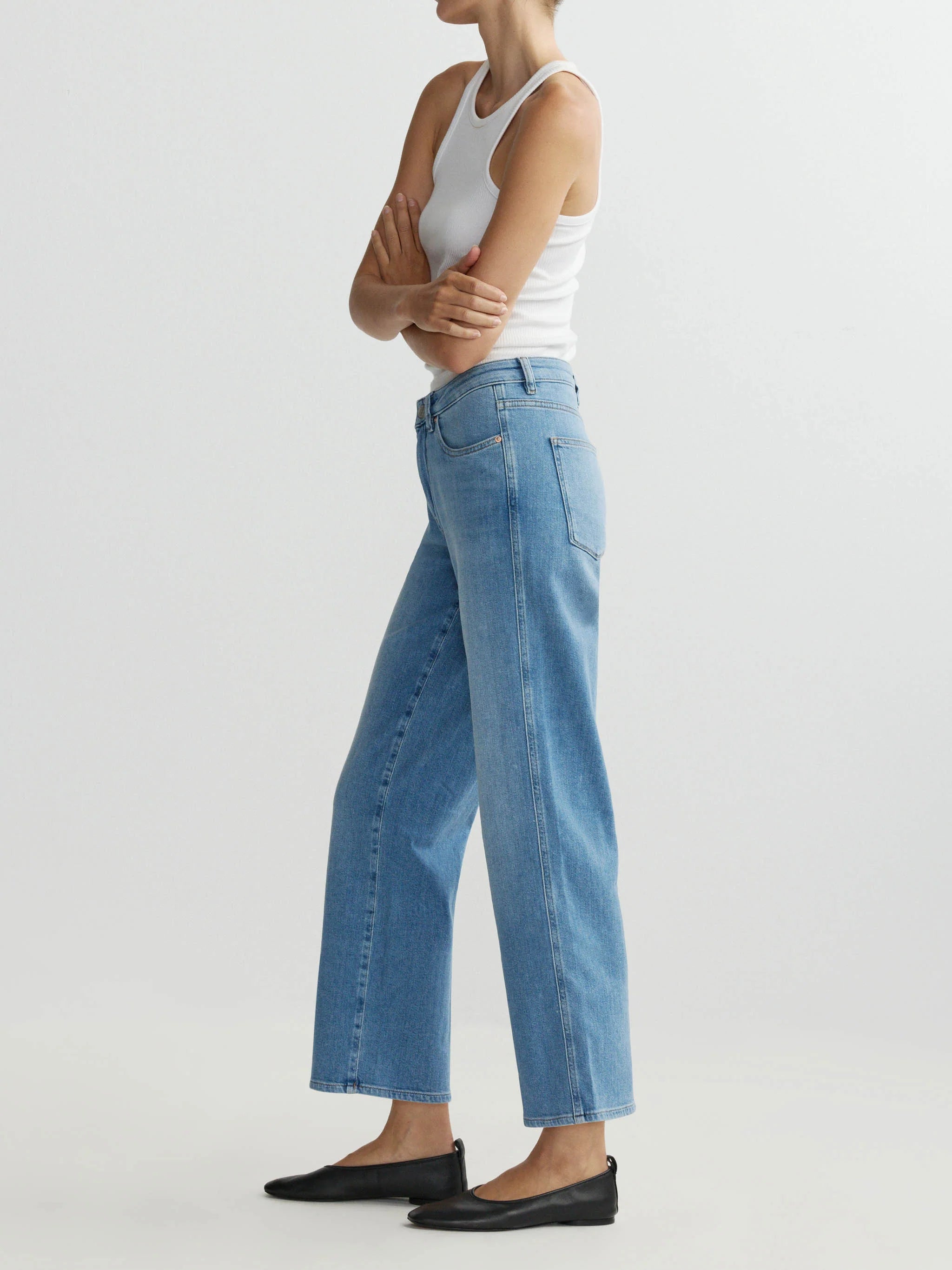 PIPPA REFINED WIDE LEG MID RISE ANKLE IN RIVERBANK
