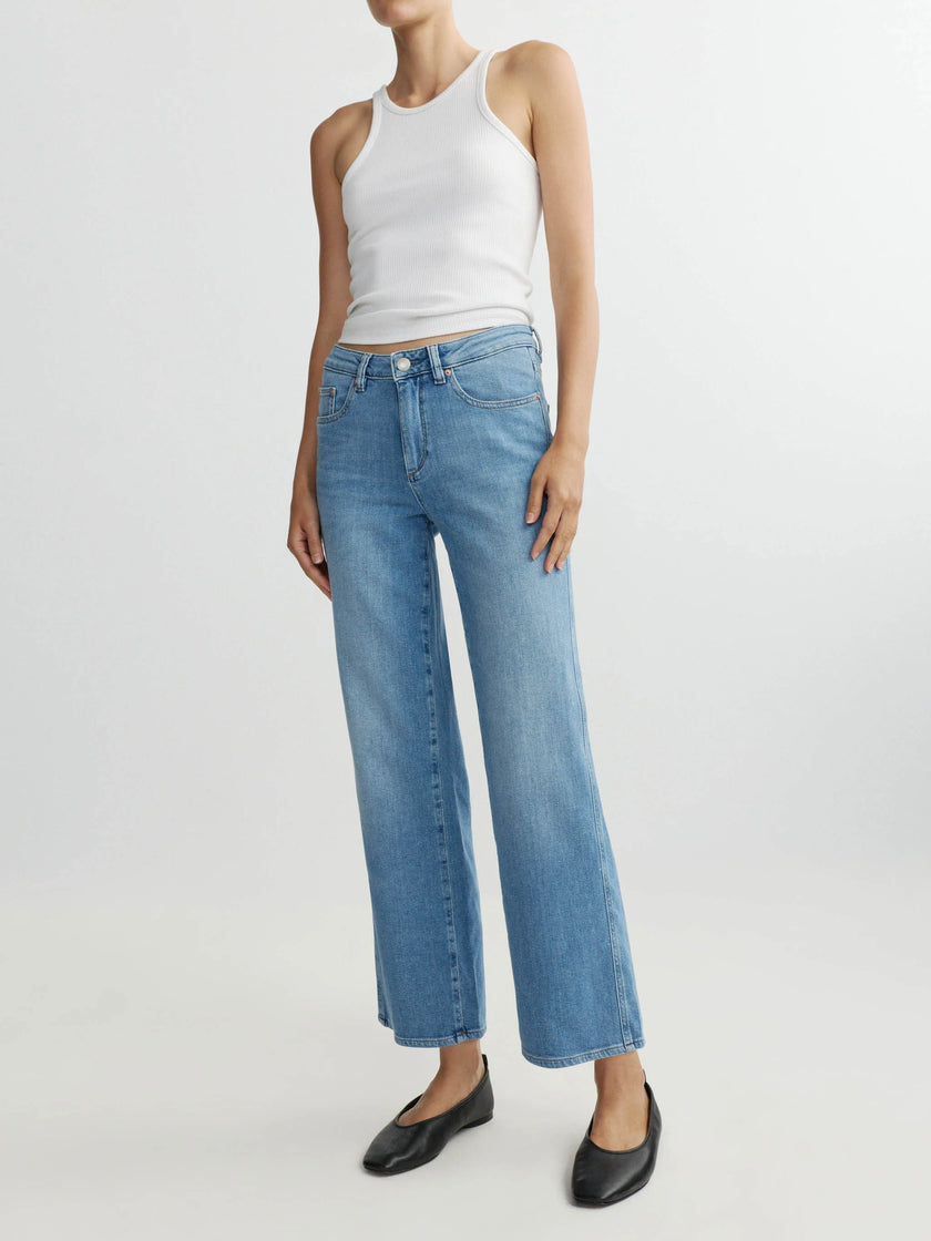 PIPPA REFINED WIDE LEG MID RISE ANKLE IN RIVERBANK