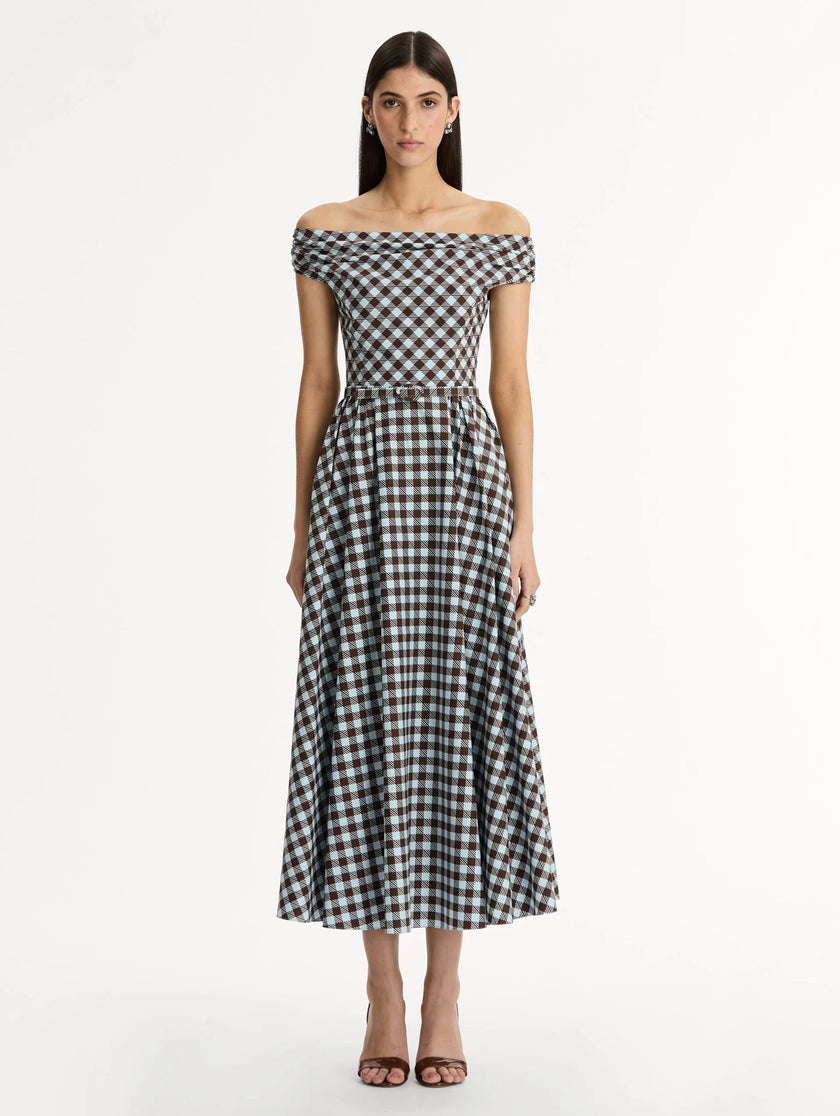 GINGHAM COTTON POPLIN DRESS