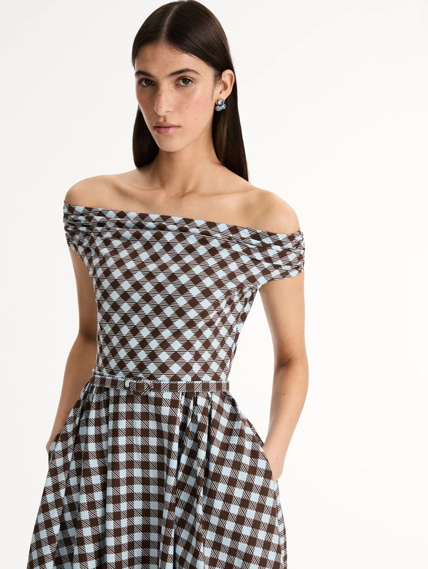 GINGHAM COTTON POPLIN DRESS