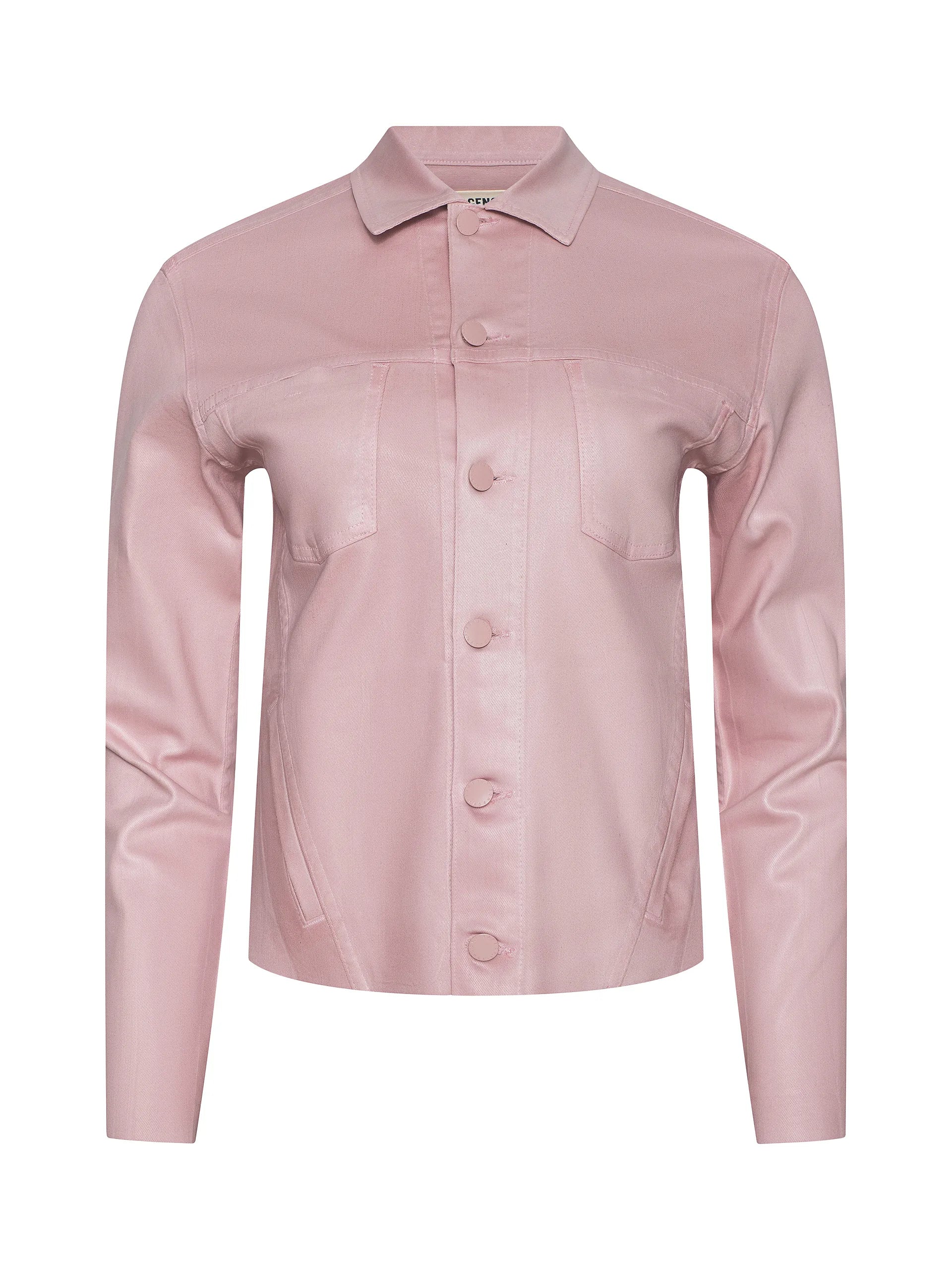 JANELLE COATED JEAN JACKET IN PALE ROSE