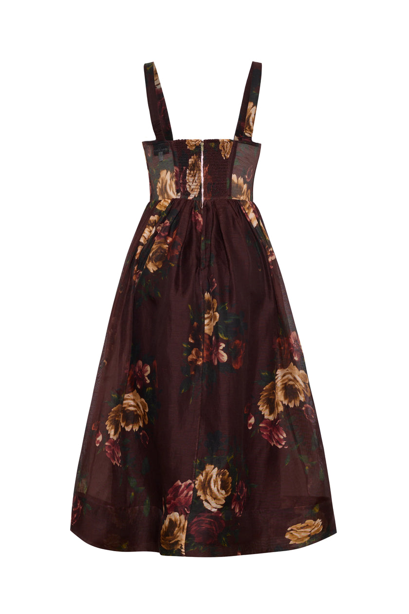 PHEOBE MIDI DRESS IN ARIANA FLORAL MERLOT