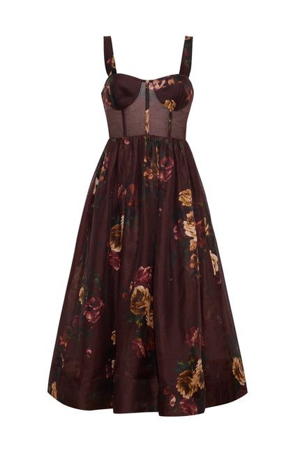 PHEOBE MIDI DRESS IN ARIANA FLORAL MERLOT