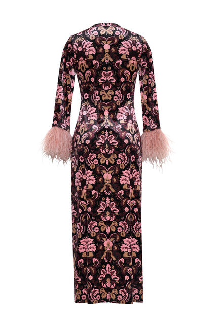 DANYA DRESS IN DAMASK BLACK
