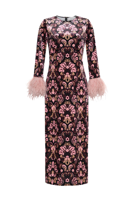DANYA DRESS IN DAMASK BLACK