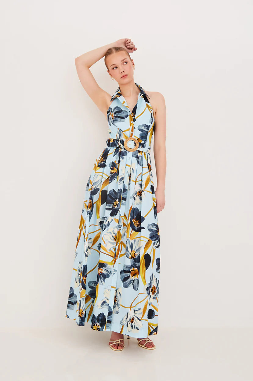 QUENTIN DRESS IN MARAIS BLOOM BLUE