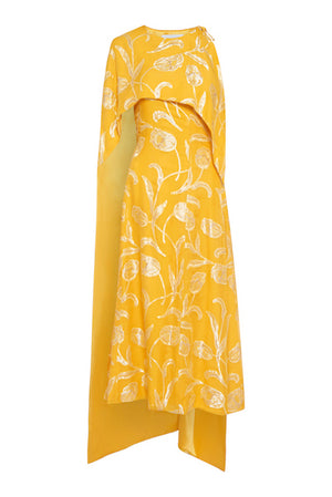 KENNEDY YELLOW FLORAL CAPE DRESS