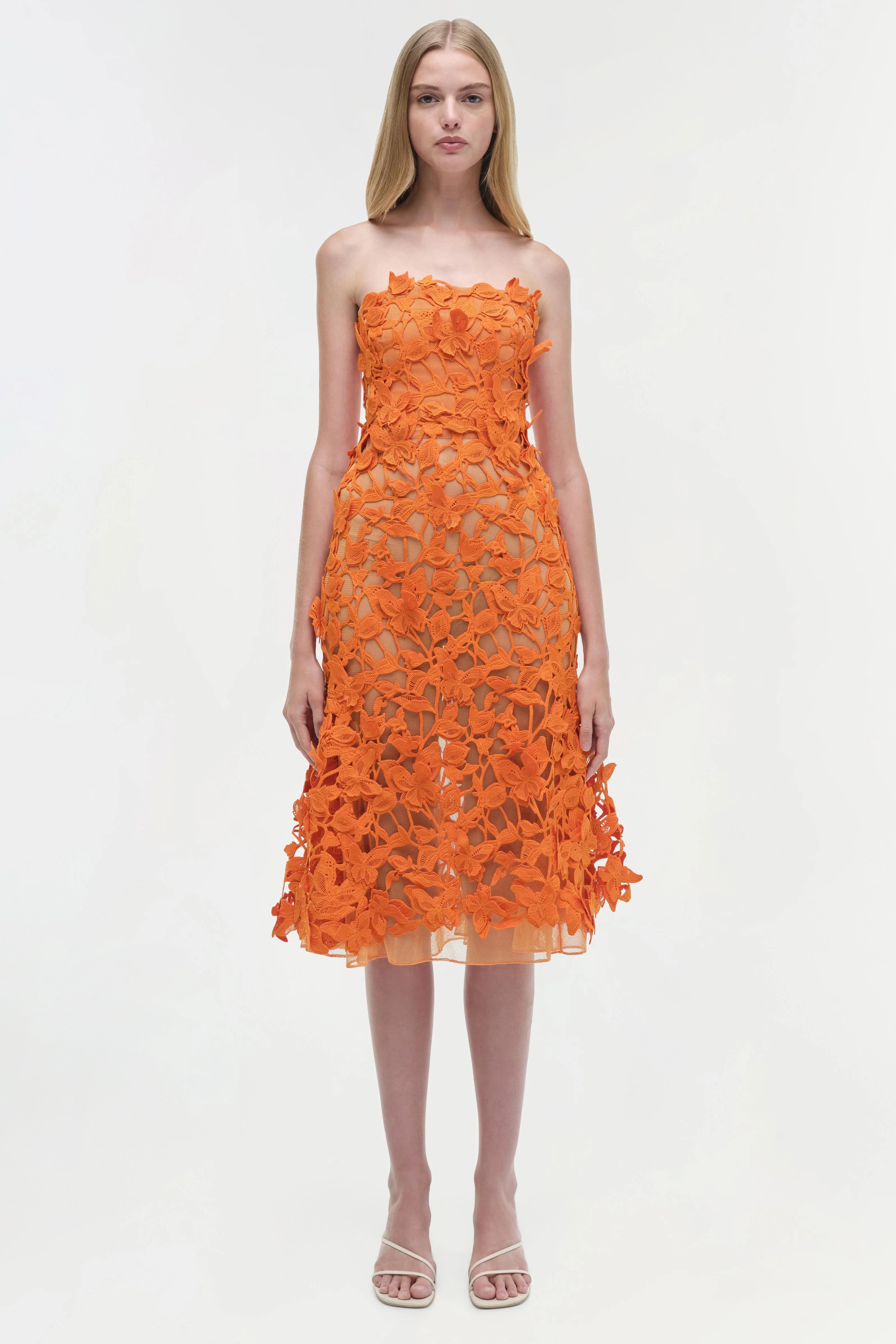 FLEURELLA  APPLIQUE MIDI DRESS